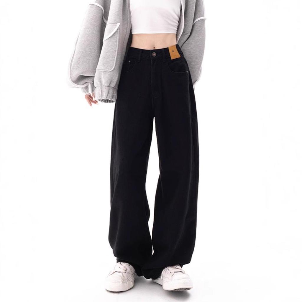 American Black Plus Size High Waist Wide Leg Jeans for Women