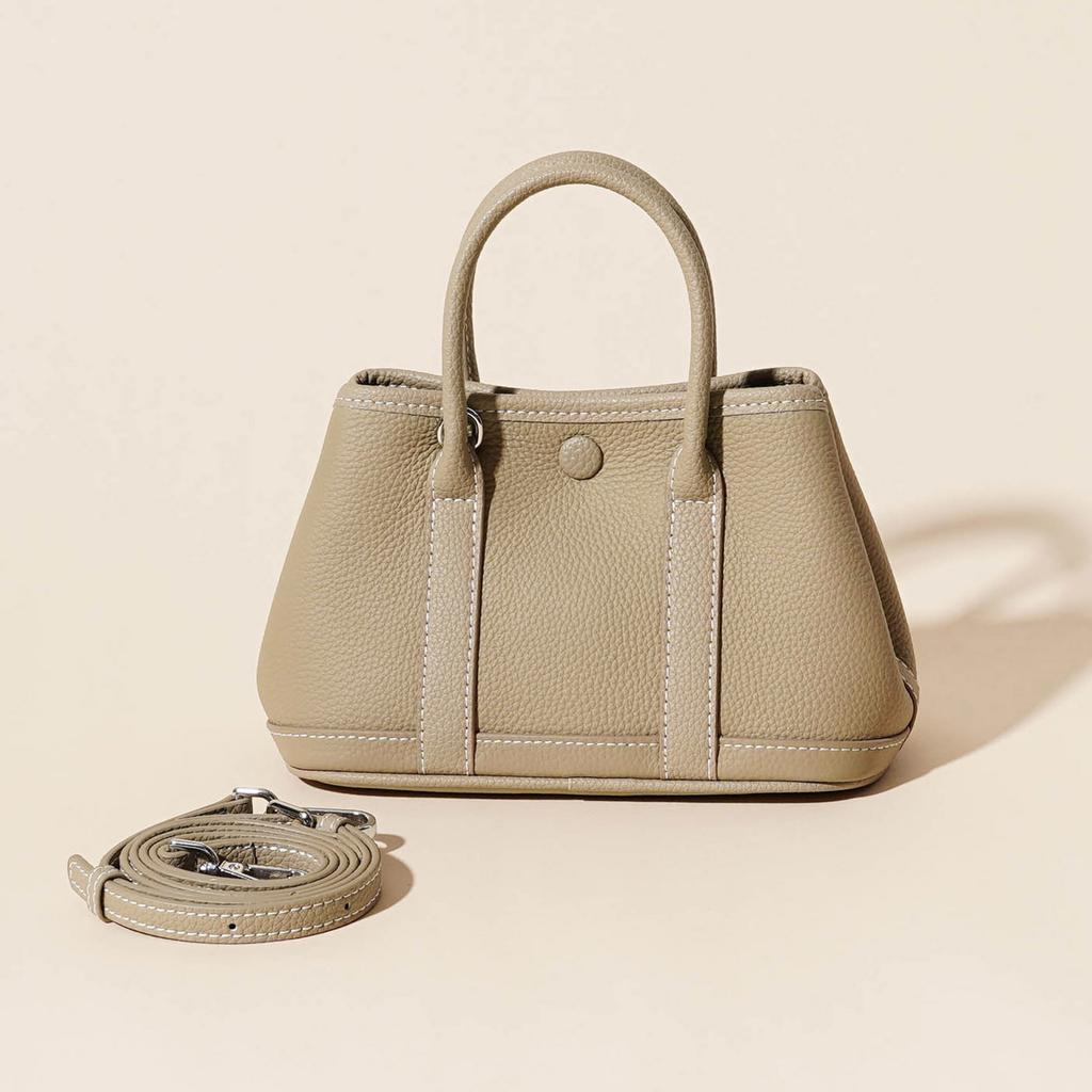 First Layer Cowhide Garden Bag, Genuine Leather Women's Bag, Fashionable Versatile Lychee Pattern Shoulder Portable Messenger Bag