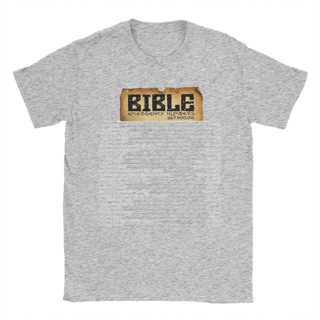 Bible Emergency Hotline Numbers Cool Christian T-Shirts for Men Crew Neck 100 Cotton Jesus God Faith Short Sleeve Tee Shirt Tops