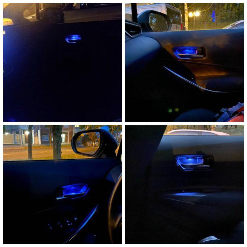 for Toyota Corolla Door Bowl Armrest Atmosphere Light Interior LED Blue Door Bowl Handle Frame Light