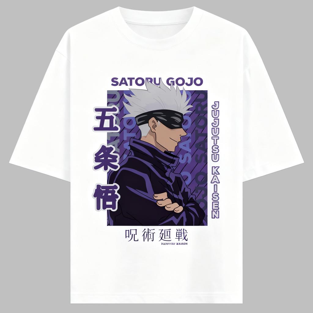 Jujutsu Kaisen Anime Gojo Satoru Printing Cotton Tshirt Men and Women Harajuku Casual Loose Summer Anime Peripheral Clothing