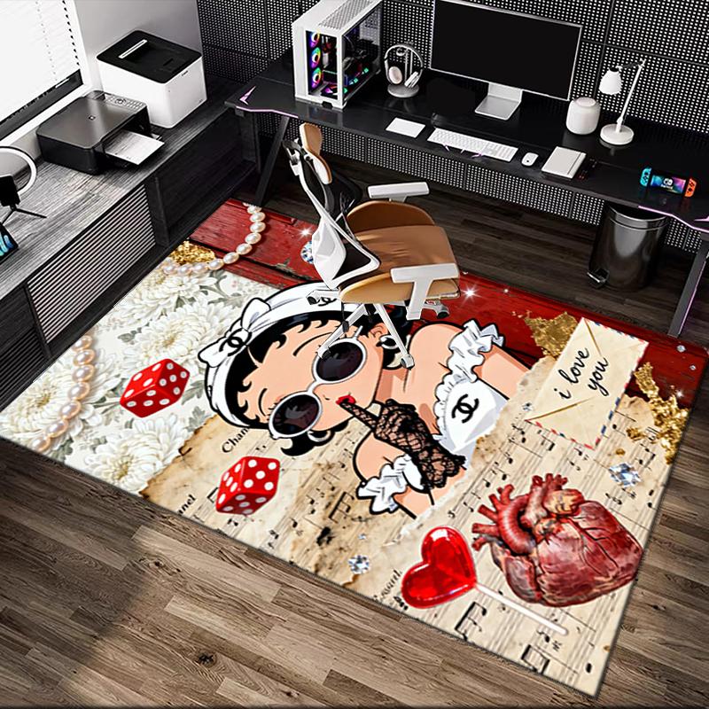 [1pc Betty Boop Office Carpet] Easy Maintenance Chair Rug for Conference Room Use, Durable Area Sofa Floor Mat