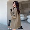 Fashionable Korean Style Loose Casual Suit Jacket with Slit for Women Coat