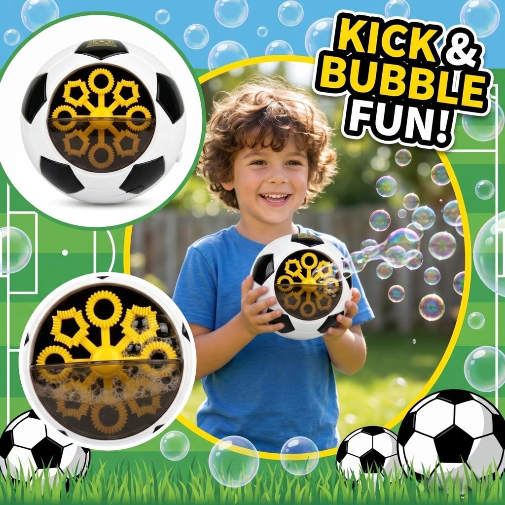 Automatic Soccer Ball Bubble Machine Toy with Multiple Bubble Wands for Outdoor Indoor Play Kids Entertainment and Parties