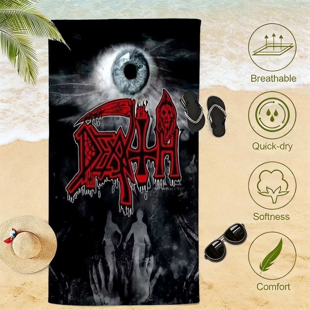 1pz Telo Mare D-Death Band Occhio Singolo Gigante Microfibra Asciugatura Rapida Old School Death Metal Asciugamano da Bagno per Piscina Spiaggia Viaggio