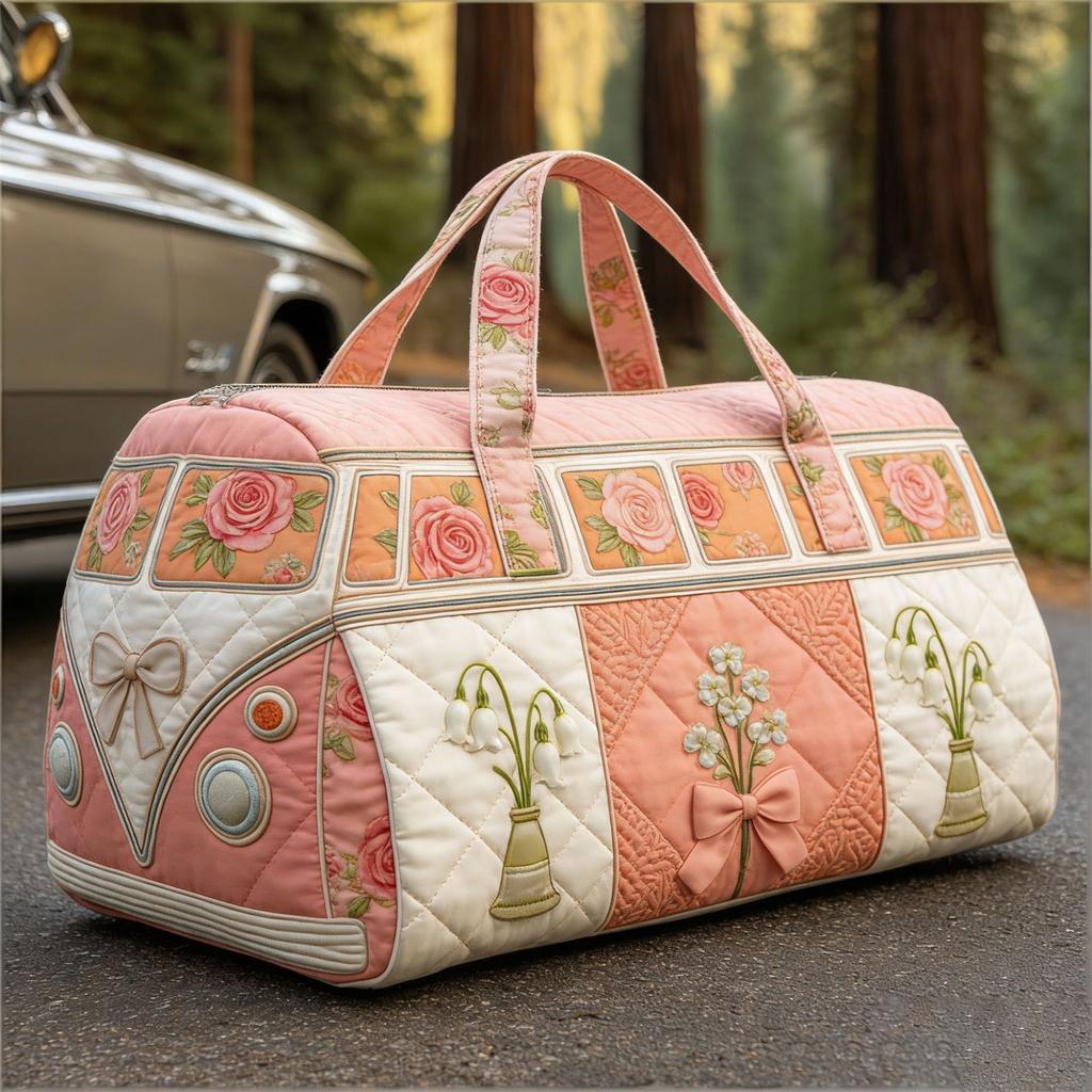 Retro Quilted Travel Bag, Bohemian- Weekend Travel Tote, Large-Capacity Carry- Luggage
