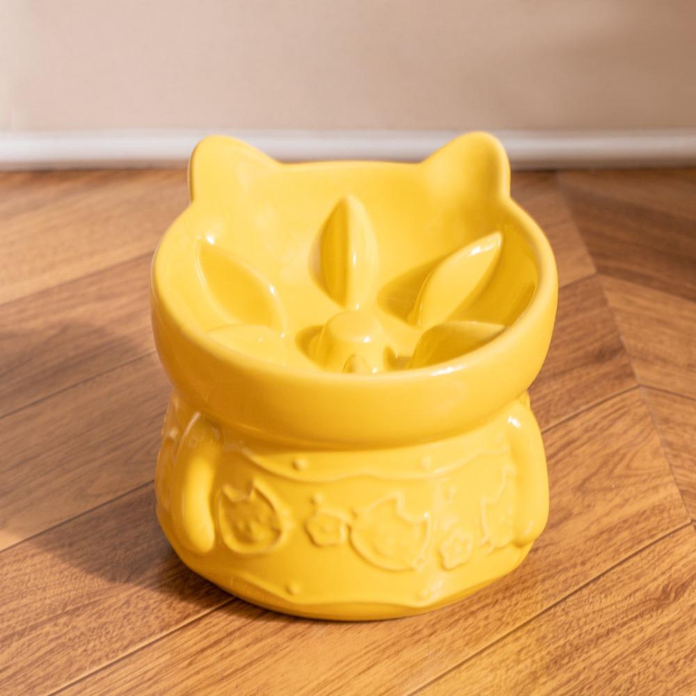 Slanted Mouth Pet Feeder Bowl Ceramic Cat High Foot Bowl Cat Slow Food Bowl  for Feeding