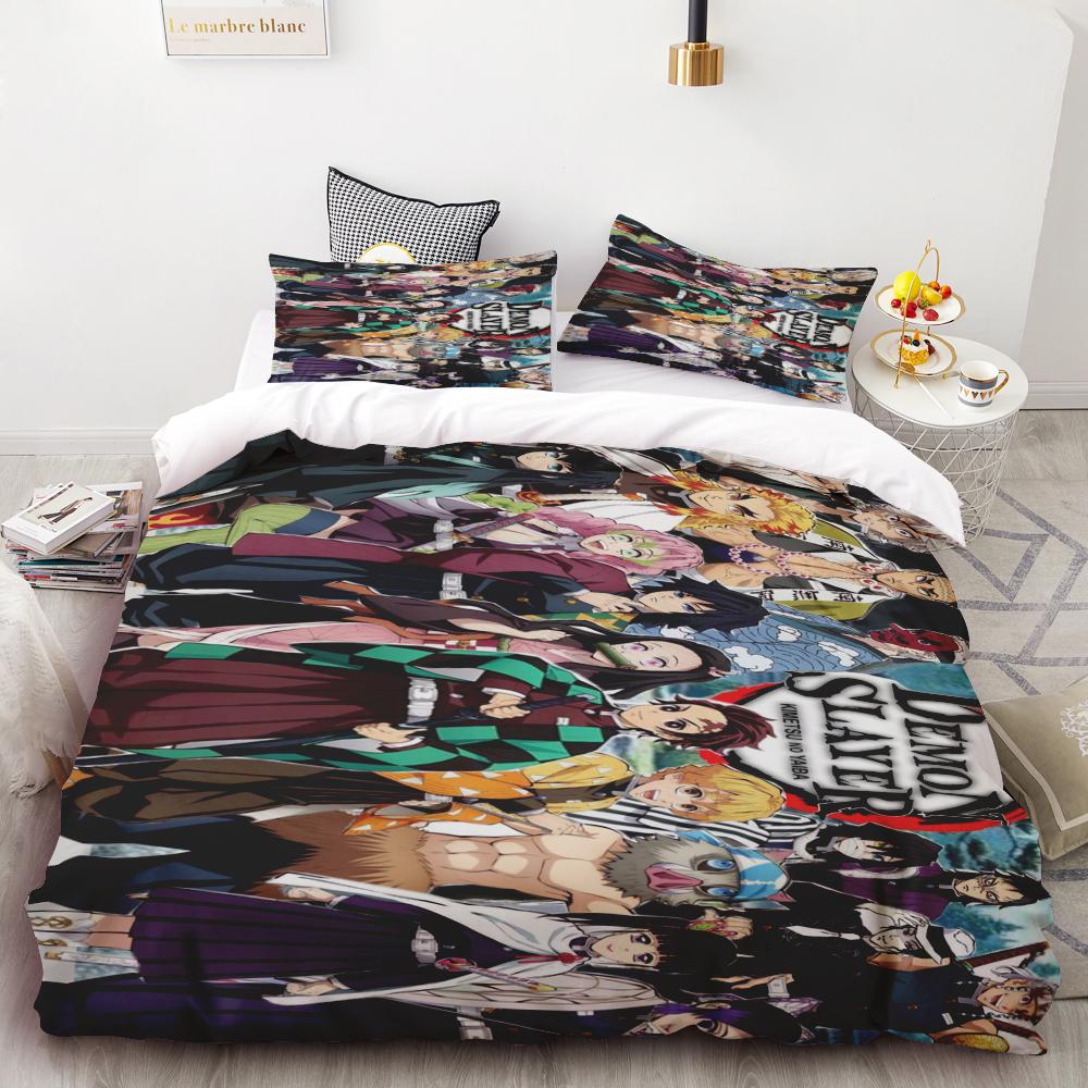 Duvet Cover Anime Demon Slayer Duvet Cover Comforter Bed Linen Single Twin Full Queen Size Kids Girl Boys Gift  Queen/King Soft