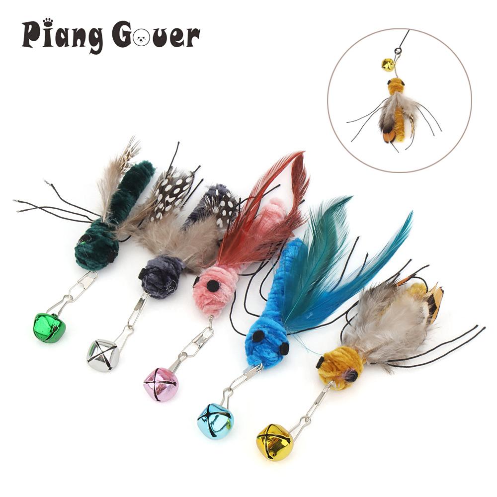 3pcs Plush Artificial Insect Cat Toy Accessories Replacement Head Cat Funny Teaser Stick Interactive Wand Feather Bug Pet Toy