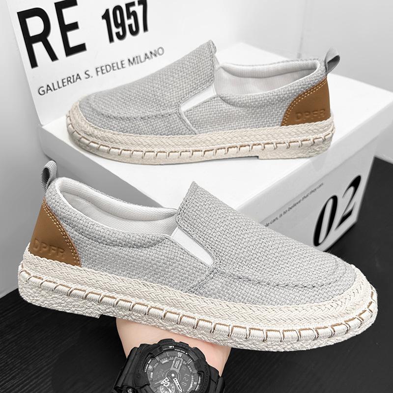 2025 New Canvas Men's Shoes Summer Casual Old Beijing Linen Shoes Men's Lazy One-pedal Fisherman Tide Shoes