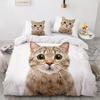 3D Cat King Queen Duvet Cover Lovely Grey White Kitty Bedding Set For Kids Teens Adults Scottish Fold Soft 2/3pcs Quilt Cover