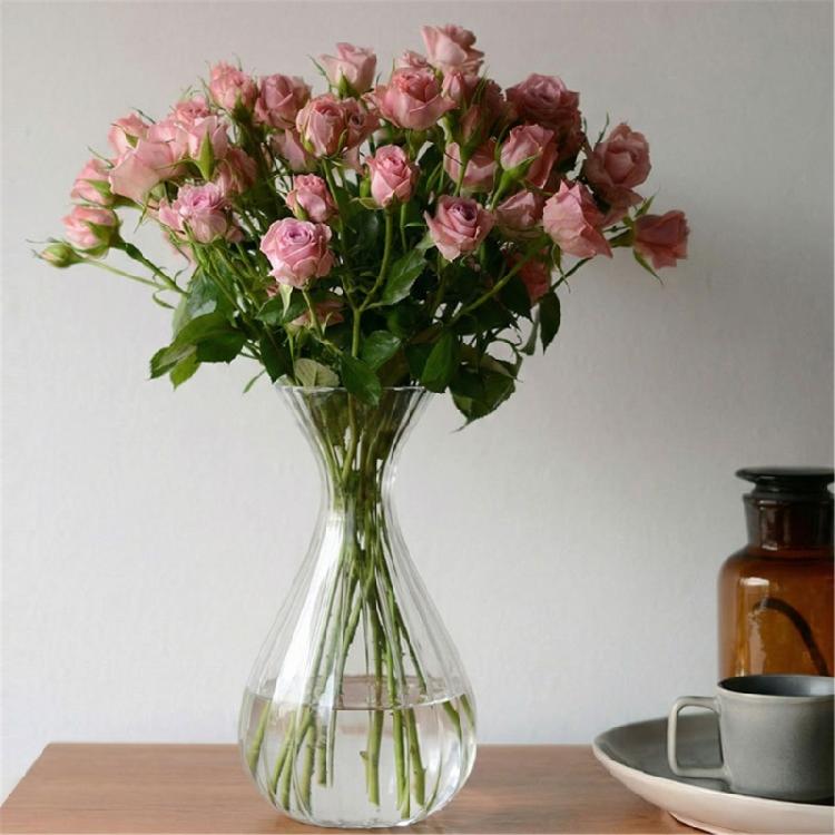 Minimalist Clear Glass Vases for Home Decors Ribbed Flower Pot for Living Room Kitchen Bathroom Wedding Table Centerpieces