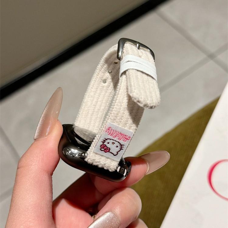 Podzimní a zimní manšestrový řemínek Kt Hello Kitty pro Applewatchs10 Apple Watch Iwatch987Se