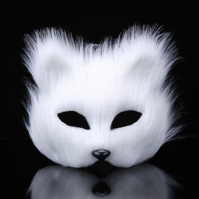 Unisex Furry Fox Mask & Cat Tail Gloves for Halloween Masquerade Cosplay