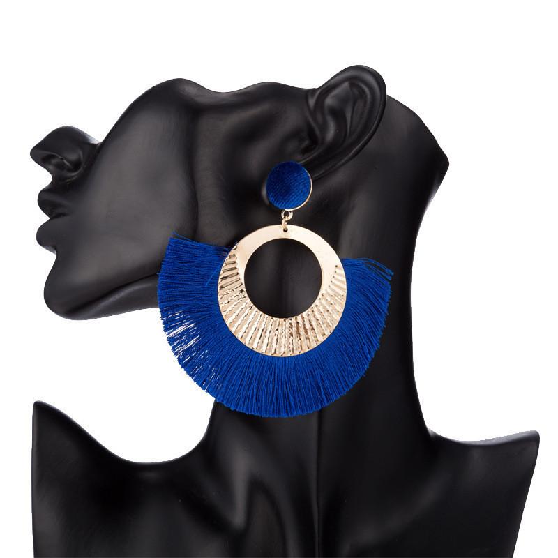 Cotton Unique Geometric Tassel Earrings For Women In Multiple Colors