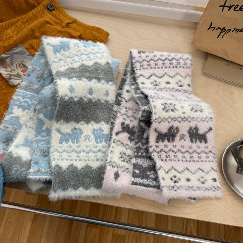 Fair Isle Style Winter Cashmere Scarves Snowflake Wool Shawl Jacquard Knitted Scarf  Autumn Winter