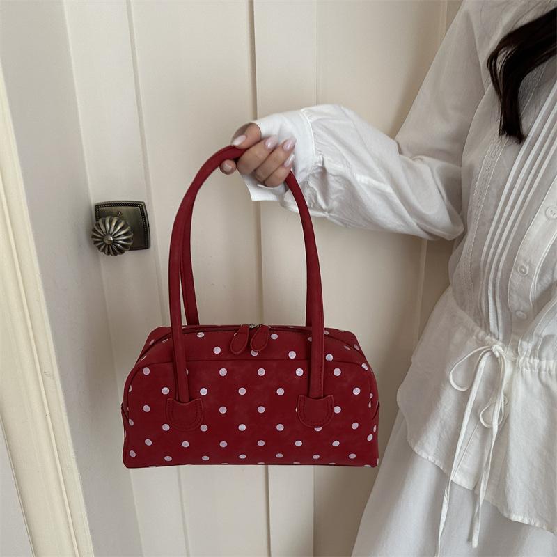 Women S Korean Style Polka Dot Underarm Handbag Casual Commuter Bag