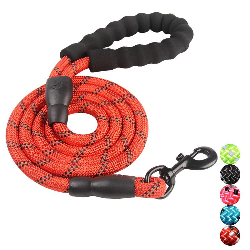 Reflective Foam Handle Rope Leash for Medium & Large Dogs - Multicolor