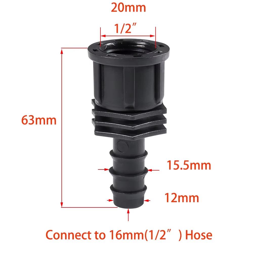 Plastic Garden Hose Connector 1/2 3/4 Female to Male Thread 1/2 3/4 1 Inch Barb Fitting Irrigation Pipe Connector 16mm 20mm 25mm