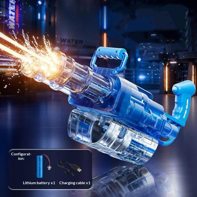 Auto Gatling Water Cannon Rotating High-Pressure Large Capacity Gatling Water Gun Toy Adults Outdoor Summer Fun Play Kid Gifts
