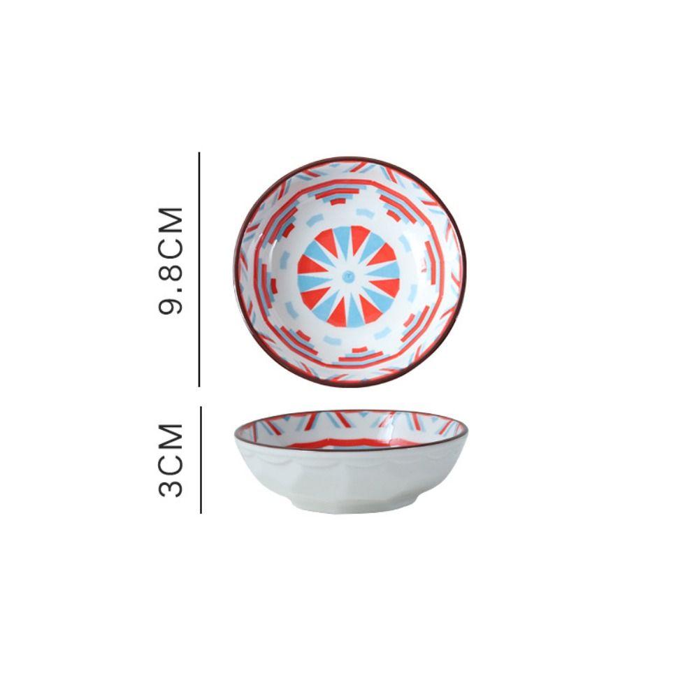 Bohemian Style Dipping Sauce Dish Underglaze Color Seasoning Dish Soy Sauce Vinegar Dish Household