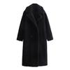 Casaco Feminino Casual de Inverno Liso Casaco de Lã de Botão Duplo Corte Solto Casaco Longo Feminino Jaqueta Longa Vintage Oversized