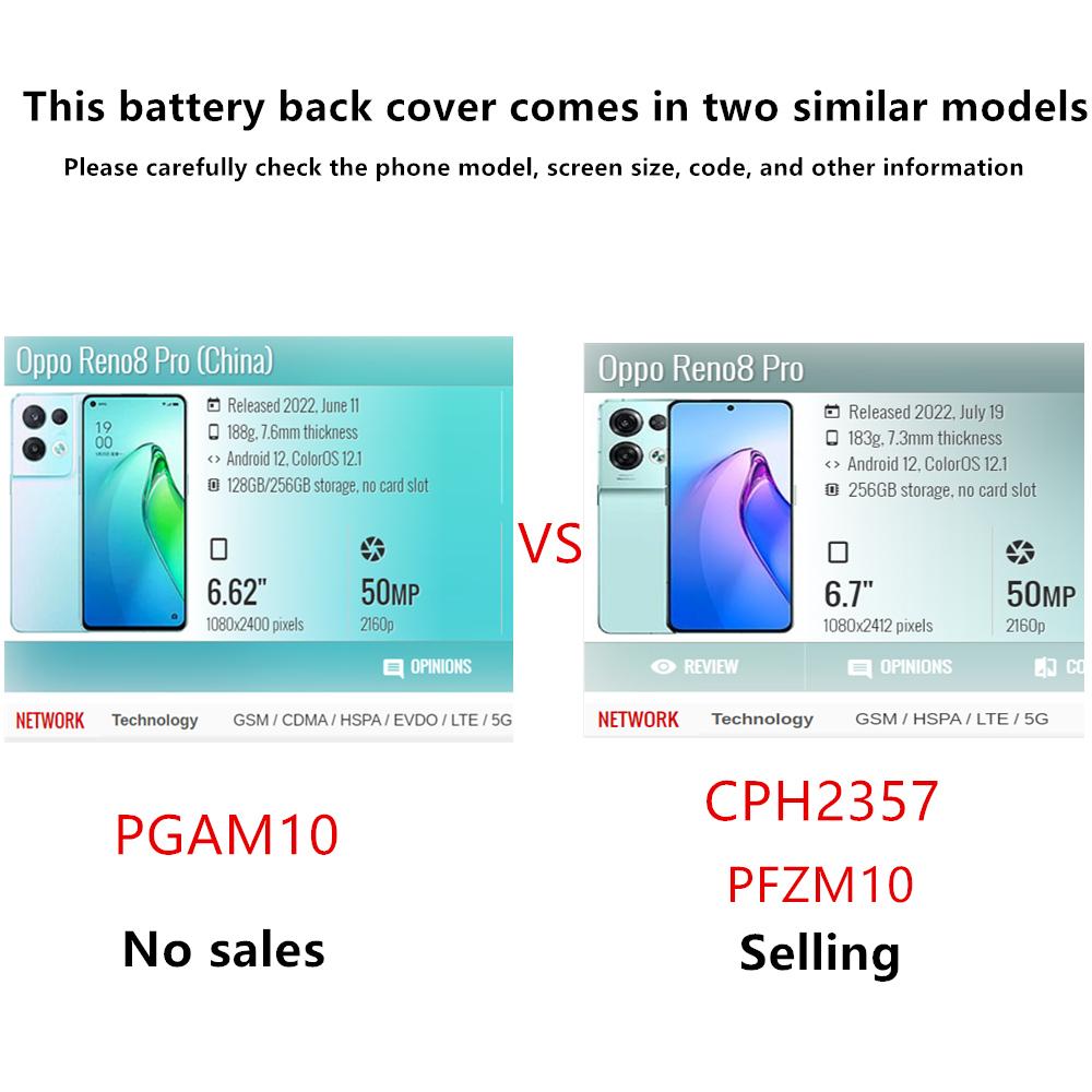 For Oppo Reno8 Pro 5G Back Battery Cover Rear Glass Door Housing For Oppo Reno 8 Pro+ Battery Cover Replacement