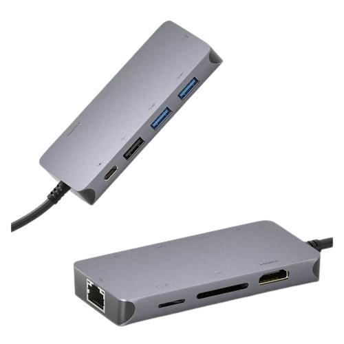 8in1 USB-C Hub - 0307 Connects  Enabled Projector Monitor TV Etc Anodized Aluminum Alloy Housing SD/TF  Card Reader