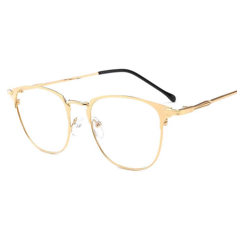 Trend Full Frame Metal Flat Mirror Square Frame Optical Glasses Personalized Retro Round Face with Myopia Glasses