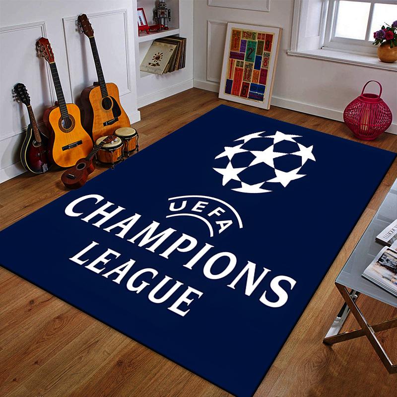 UEFA Champions League Logo Patterned Carpet a Non Slip Rug Suitable for All Seasons and Any Setting, Gift