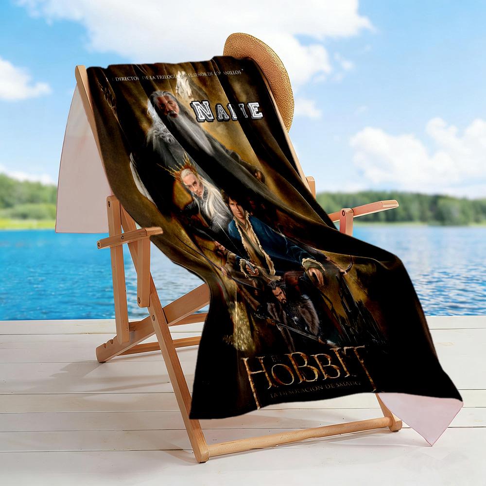 Journey Through Middle-earth Customize Text Beach Towel Super Soft & Absorbent Suitable for Sports Travel Swimming Yoga Bathroom Beach And Pool