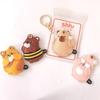 Kitten Access Card Case Capybara Cartoon Keyring Pendant Leather Card Holder Keychain  Ornament
