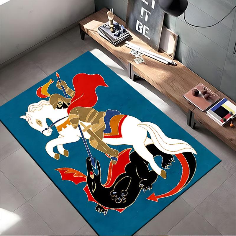 Knight Slaying Dragon Carpet suitable as a non-slip mat for the living room or bedroom sofa