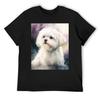 Maltese Watercolor Illustration T-Shirt Cute Clothes Blacks Hippie Clothes Tees Workout Shirts for Men