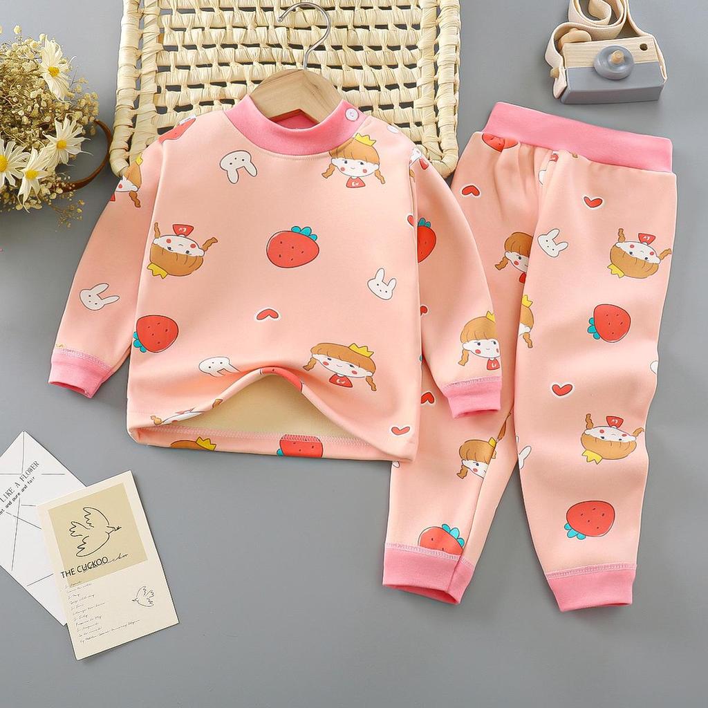 Baby Thermal Underwear Set: Plush, Thickened Pajamas for Boys & Girls