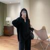 Light Knit Autumn-Winter V-Neck Sweater & Wide-Leg Pants Women’s Set