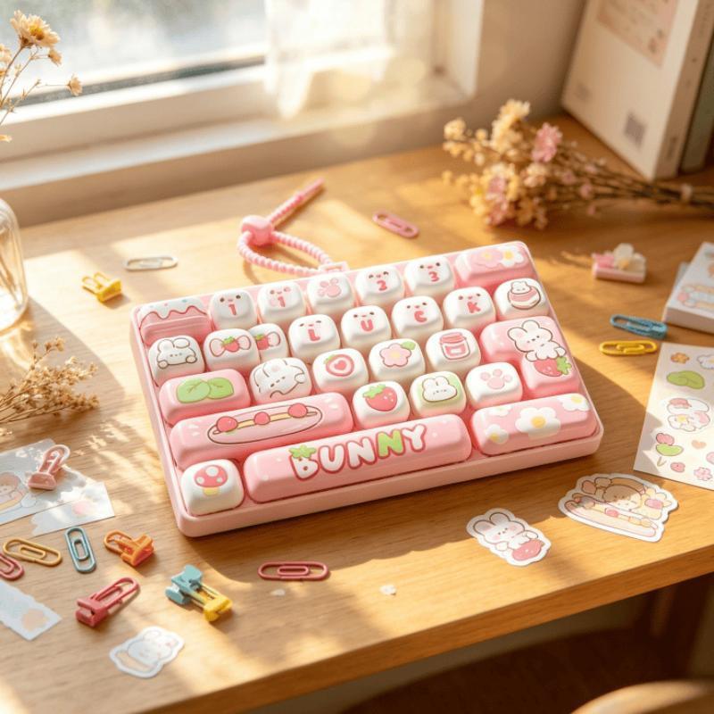 26-Key Stress Relief Keyboard Toy Keychain Nonstop Happiness Cute Creative Student Children Birthday Gift Small Pendant Accessor