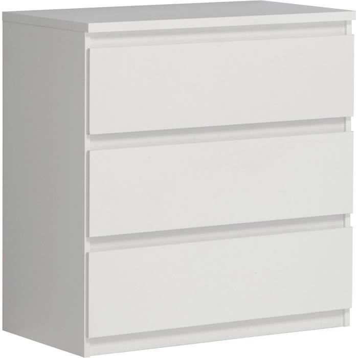 Chest of Drawers CHELSEA 3 Drawers - Matt White Color - W 77.2 X D 42 X H 79.9 Cm