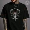 Men T Shirt Casual A Sword Surrounded By Two Snakes Design Motorcycle T-shirt Graphic Cotton Mo
