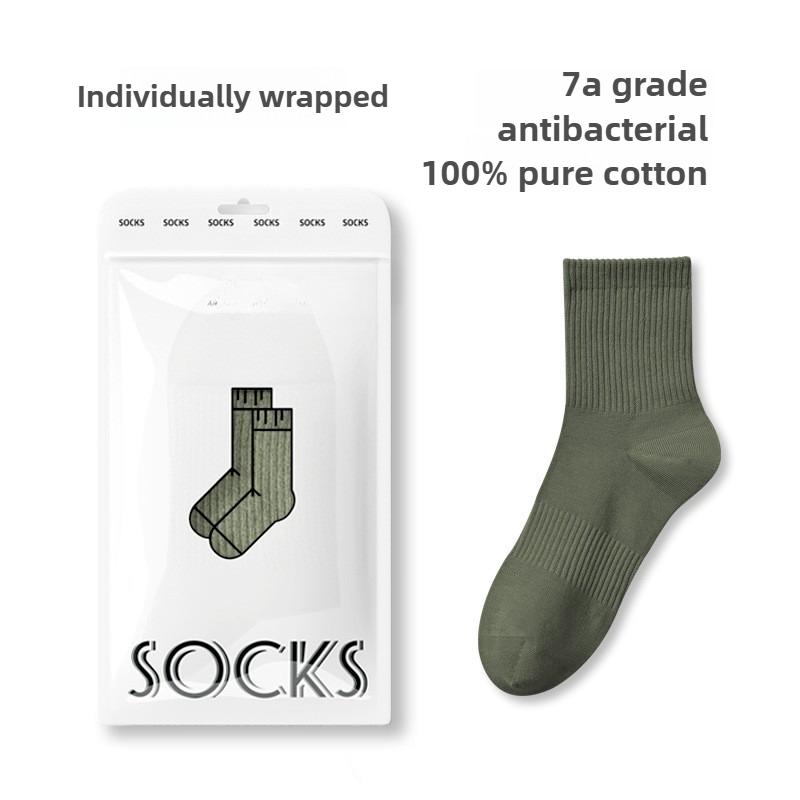 

Men s Autumn and Winter Cotton 7A Anti Bacterial Deodorant Sweat Absorber Sport Tube Socks 1 pair армия зеленый