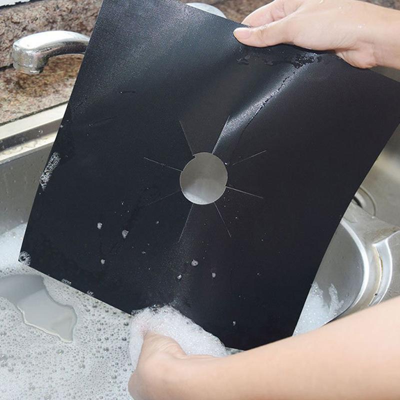 4pcs 27cm/ 10.63in Teflon Gas Stove Protection Pad Oil Dirt Prevention Pad