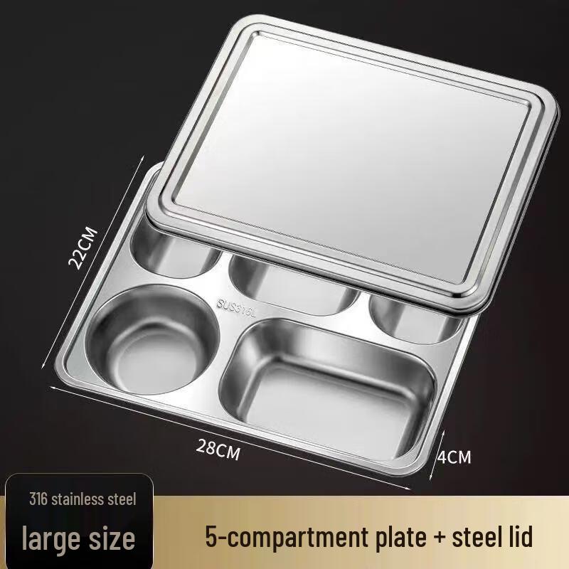 316 Stainless Steel 5-Compartment Meal Tray