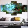 5 Panels Pfauenbaumwald Leinwandgemälde abstrakte Poster und Drucke Wandkunst Bilder für moderne Wohnzimmerdekoration ohne Rahmen
