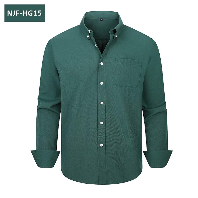 Men Long Sleeve Solid Color Casual Oxford Shirt Plus Size