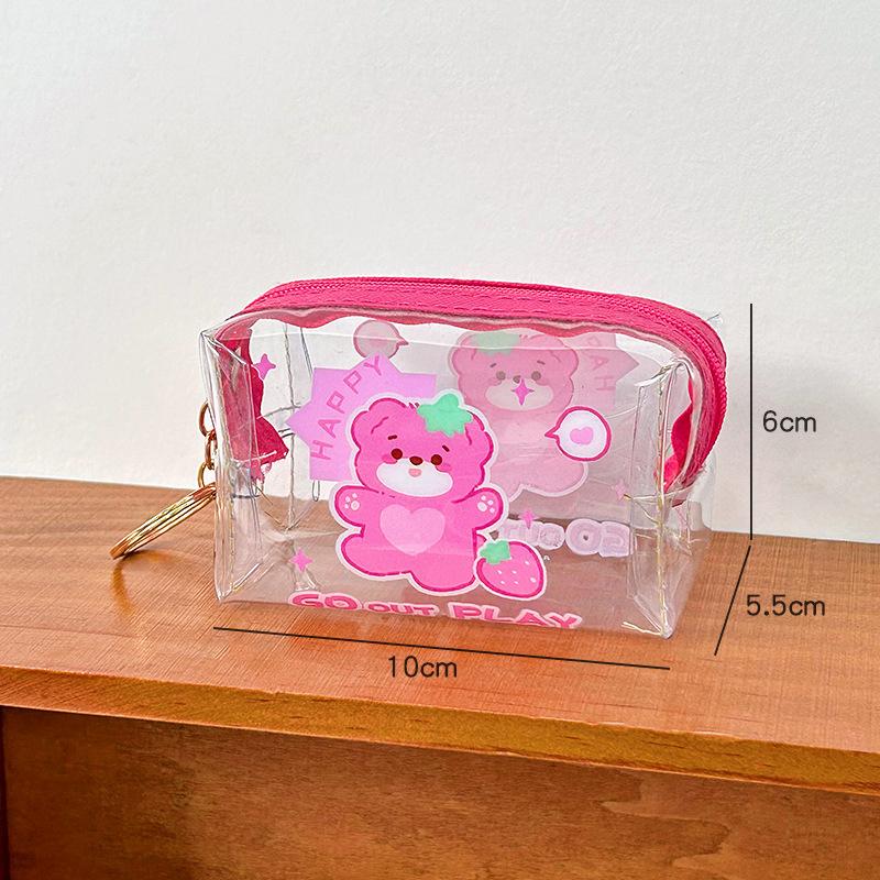 Roztomilá taška na ukládání mincí Kapybara Průhledné peněženky na mince Kreslený design Krásná peněženka PVC Vodotěsná průhledná kapsa Krátké tašky na zip
