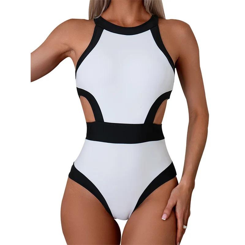 2025 Cut Out One Piece Plavky Dámské Plavky Sportovní Monokini Bodysuit Bílé Plavky Vysoký Pas Plážové Oblečení Letní