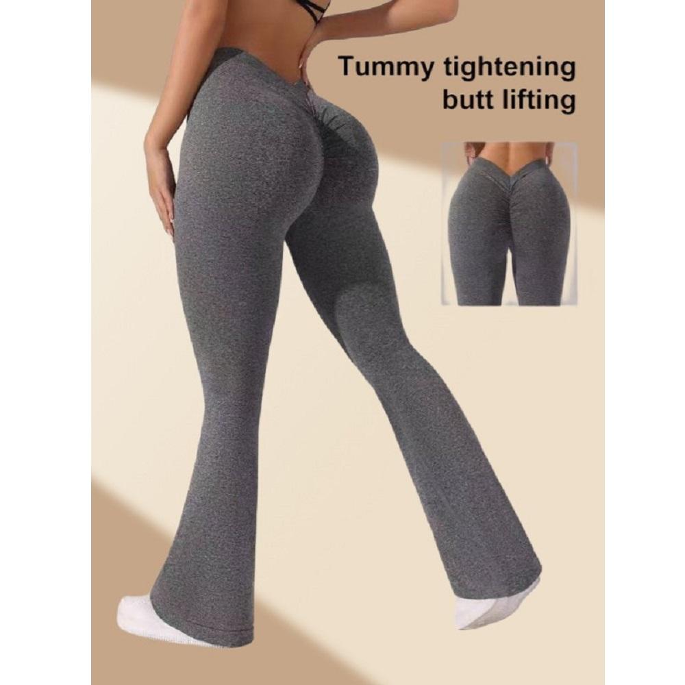 

Леггинсы клеш V-образной формы для бедер, женские брюки для йоги с высокой талией и широкими штанинами, женские брюки для спортзала, фитнеса, спорта, латиноамериканских танцев L темно-серого