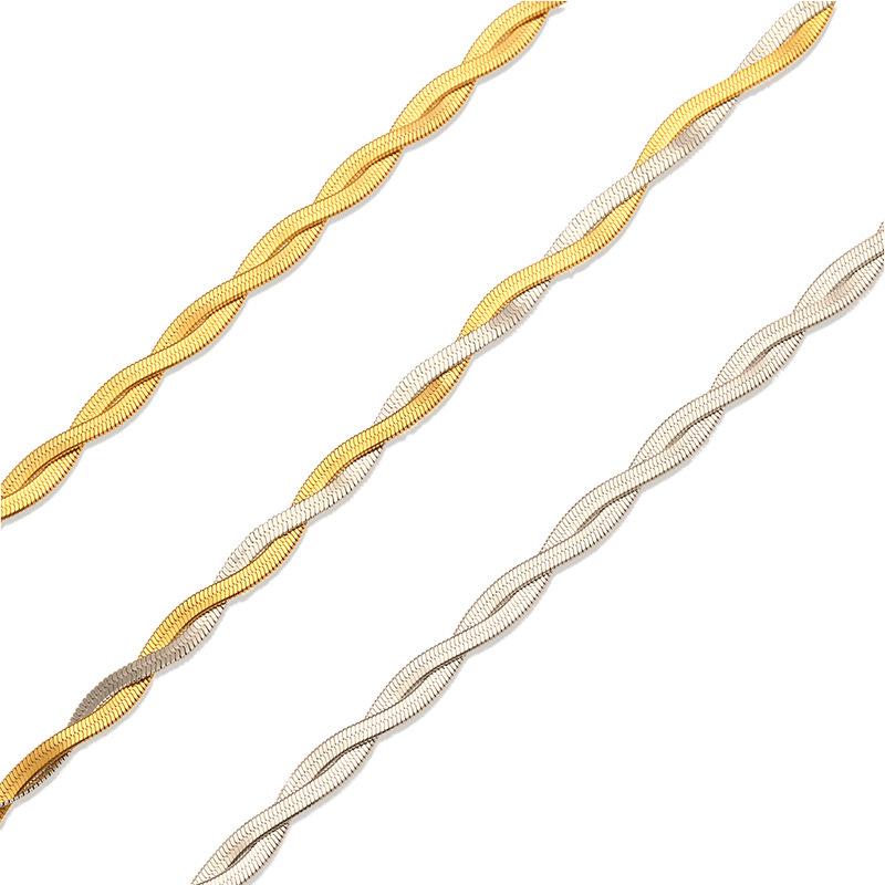 Wenjian Minimalist 18K Gold-Plated Double Braided Stainless Steel Bracelet