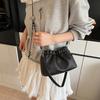 Folded underarm lychee pattern fashionable and simple chain versatile single shoulder oblique span handbag