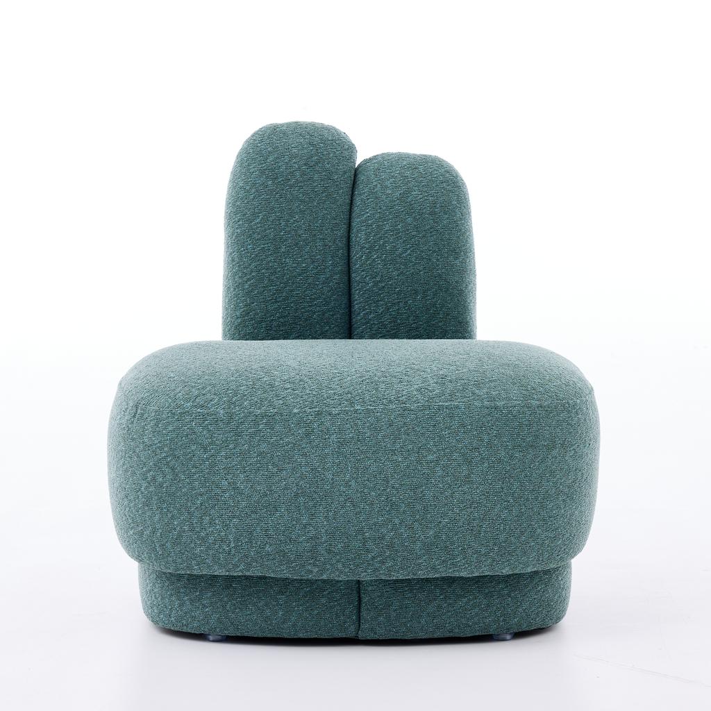 Cozy Bunny-Ear Fabric Ottoman - Fixed Upholstered Stool with Cute Ears, No Storage, Not Removable